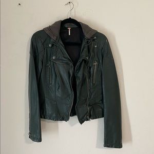 Free People dark green faux leather jacket size 4